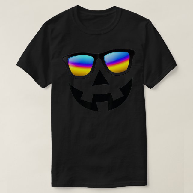 Funny Halloween Smile Kürbislaterne mit Brille T-Shirt (Design vorne)