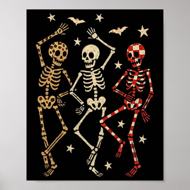 Funny Halloween Spooky Bones Skull Tanzgeschenk Sk Poster (Vorne)