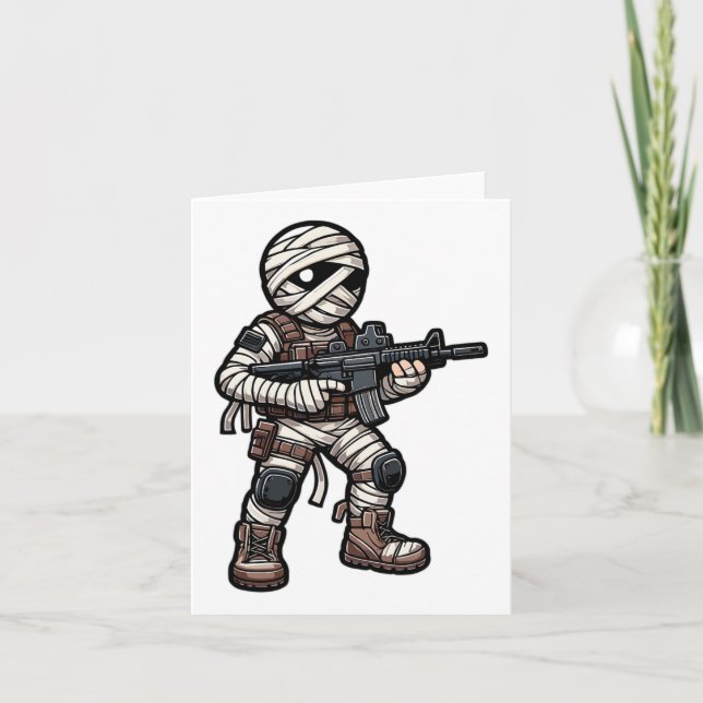 Funny Halloween Tacmy Mummy Army Men Veteran Co Karte (Vorderseite)