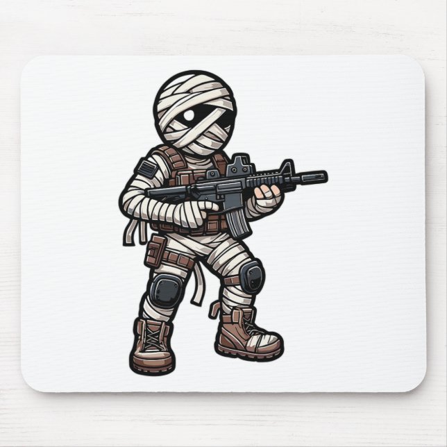 Funny Halloween Tacmy Mummy Army Men Veteran Co Mousepad (Vorne)