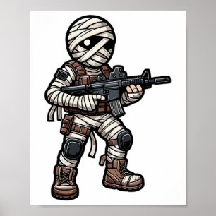 Funny Halloween Tacmy Mummy Army Men Veteran Co Poster