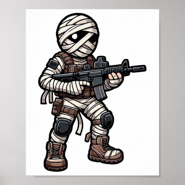 Funny Halloween Tacmy Mummy Army Men Veteran Co Poster (Vorne)