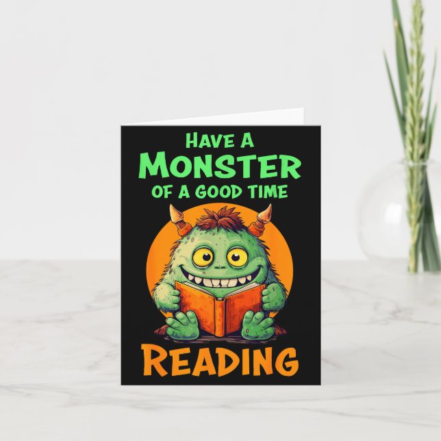 Funny Halloween Teacher Librarian Monster Reading  Karte (Vorderseite)