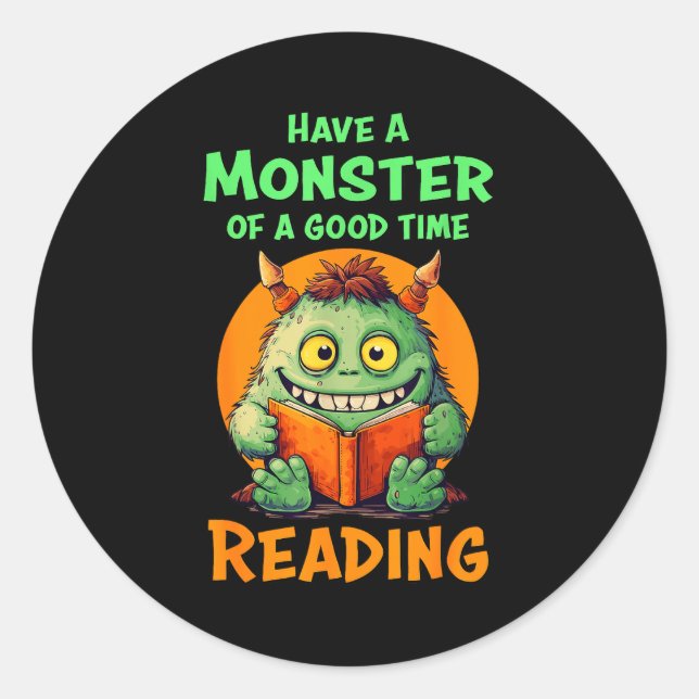 Funny Halloween Teacher Librarian Monster Reading  Runder Aufkleber (Vorderseite)
