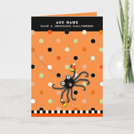 Funny Halloween Trick-or-Treating Spider Karte