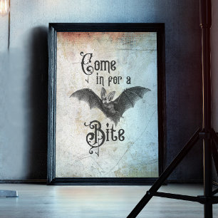 Funny Halloween Vampire Bat Kommen Sie zum Biss Poster