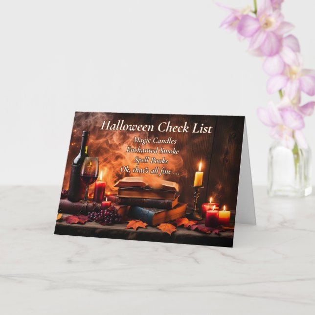 Funny Halloween Wine Checklist mit Kerzen Karte (Orchidee)