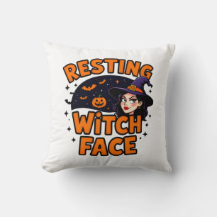 Funny Halloween Witch Design - Resting Witch Face Kissen