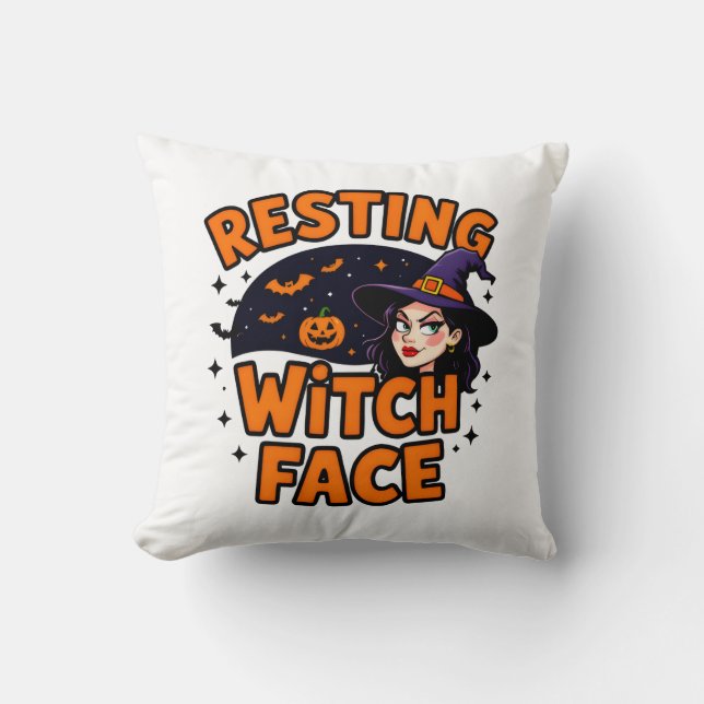 Funny Halloween Witch Design - Resting Witch Face Kissen (Vorderseite)