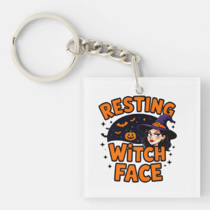 Funny Halloween Witch Design - Resting Witch Face Schlüsselanhänger