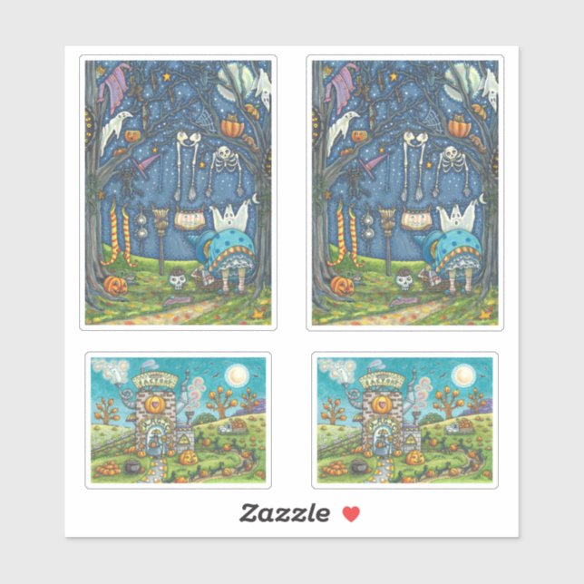 FUNNY HALLOWEEN WITCHES UND SCHWARZE KATZSTICKER AUFKLEBER (Blatt)