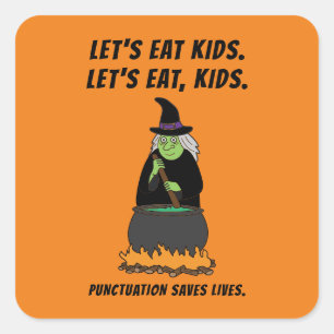 Funny Halloween Witz Cooler Englischlehrer Grammar Quadratischer Aufkleber