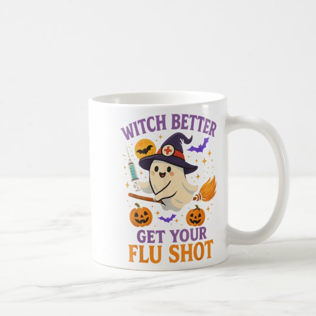 Funny Halloween Witz Ghost Flu Shot Nurse Kaffeetasse (Rechts)