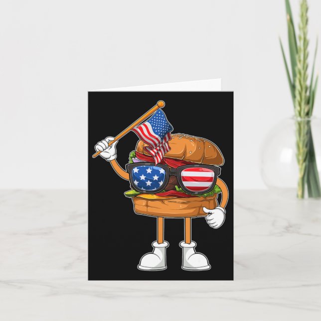 Funny Hamburger American Flag Independence Day 4 Karte (Vorderseite)