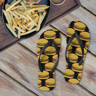 Funny Hamburger Bun GRILLEN Fast Food Flip Flops