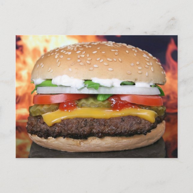 FUNNY HAMBURGER CHEESEBURGER POSTCARDS POSTKARTE (Vorderseite)
