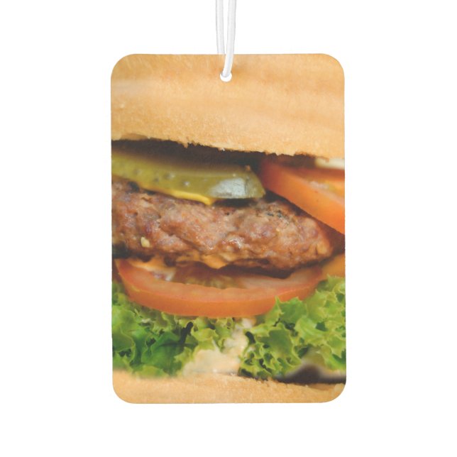 Funny Hamburger Cheeseburger überall in Print Food Autolufterfrischer (Rückseite)