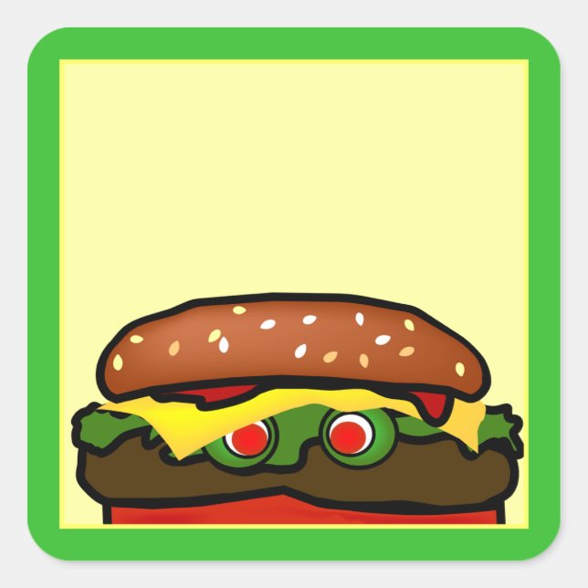 Funny Hamburger Pique-nique Nom Balise Sticker (Devant)