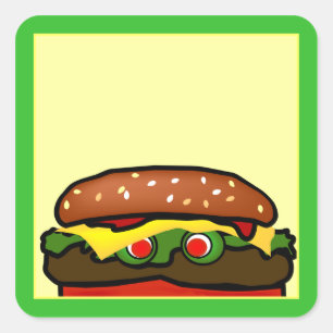 Funny Hamburger Pique-nique Nom Balise Sticker