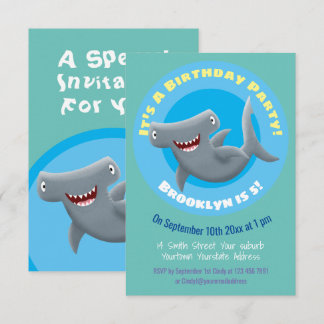 Funny Hammerhead Hai personalisierter Geburtstag Einladung