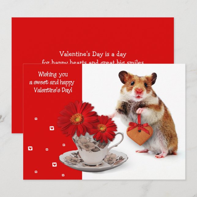 Funny Hamster Valentine's Day Flat Feiertagskarte (Vorne/Hinten)