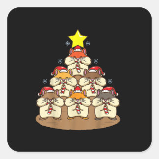 Funny Hamster Weihnachtsbaum Quadratischer Aufkleber