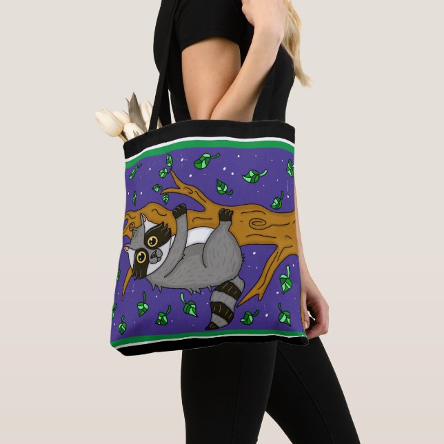 Funny Hand Drawing Whimsical Raccoon Tasche (Von Nahem)