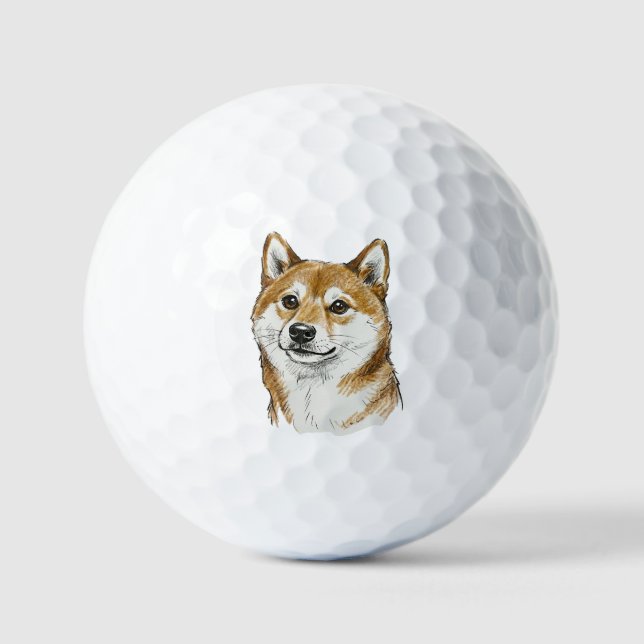 Funny hand drawn Shiba Inu Valentine's Day Art Golfball (Vorderseite)