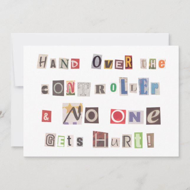 Funny Hand über Controller Ransom Note Collage Einladung (Vorderseite)