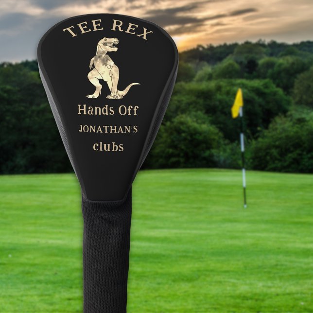 Funny Hands off Tee Rex Golfing Joke Custom Name Golf Headcover (Tee Rex funny dinosaur golfing joke personalized name golf head cover Hands of my clubs)