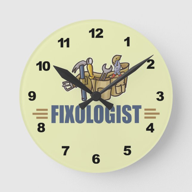 Funny Handyman Runde Wanduhr (Vorderseite)