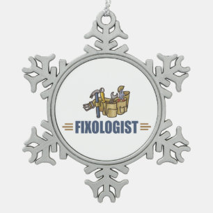 Funny Handyman Schneeflocken Zinn-Ornament
