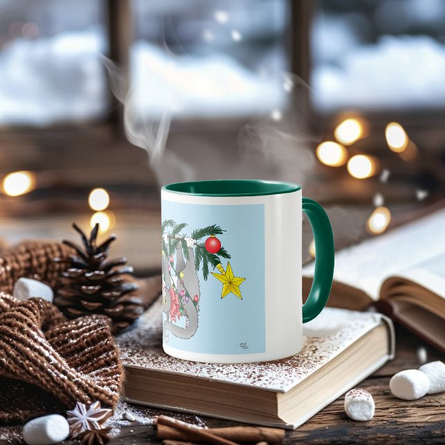 Funny Hanging Christmas Tree Cat Tasse (Von Creator hochgeladen)