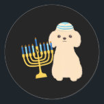 Funny Hanukkah Chanukah Poodle Dog Lover Menorah Runder Aufkleber<br><div class="desc">Funny Hanukkah Chanukah Poodle Dog Lover Menorah</div>