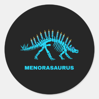 Funny Hanukkah Dinosaur Stegosaurus Dino Menorah Runder Aufkleber