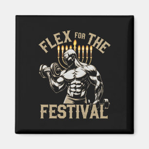 Funny Hanukkah Jewish Gym Workout Flex Festival Magnet