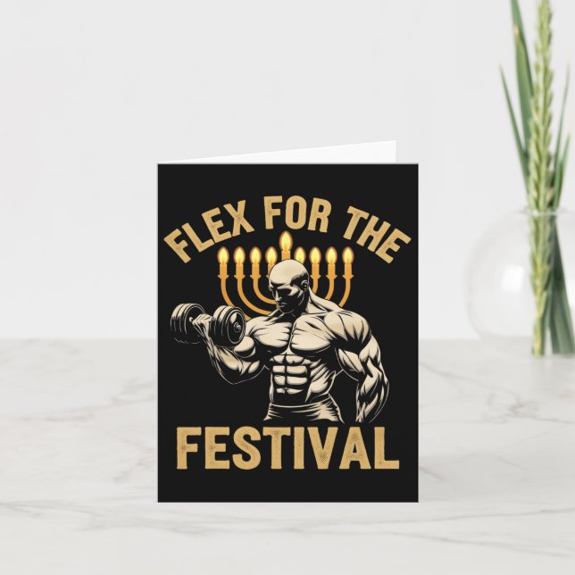 Funny Hanukkah jüdische Gym Workout Flex für die F Karte (Vorderseite)