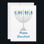 Funny Hanukkah menorah und Kerzen Feiertagskarte<br><div class="desc">Funny Hanukkah Illustration,  Niedliche Kerzenfiguren sitzen auf Hanukkah menorah</div>