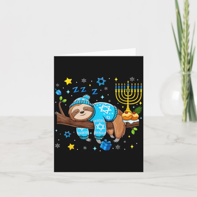 Funny Hanukkah Sloth Jewish Chanukah Sleeng Hanukk Karte (Vorderseite)
