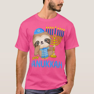 Funny Hanukkah Sloth Menorah Pajamas für Hebrew Gi T-Shirt