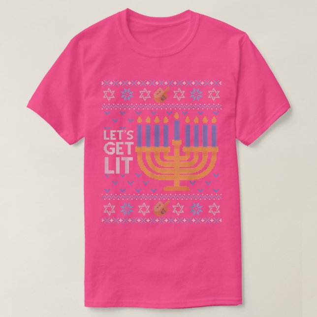 Funny Hanukkah Ugly Sweater Jüdisches Geschenk Las T-Shirt (Design vorne)