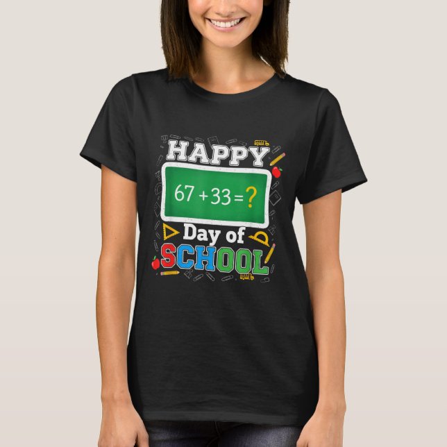 Funny Happy 100 Days Of School Math Teacher Six Se T-Shirt (Vorderseite)