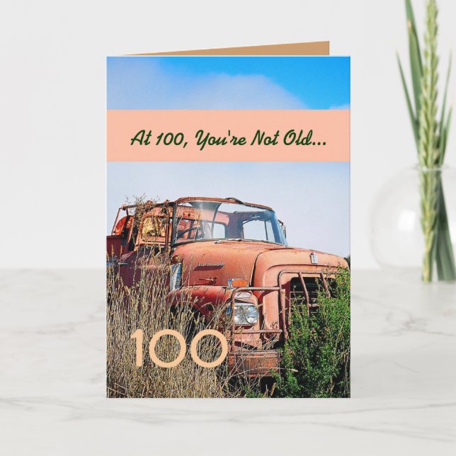 FUNNY Happy 100. Geburtstag Vintager LKW 100A Karte (Vorderseite)