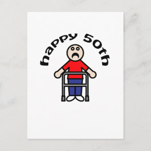 Funny, "Happy 50." Mens Walker Postkarte
