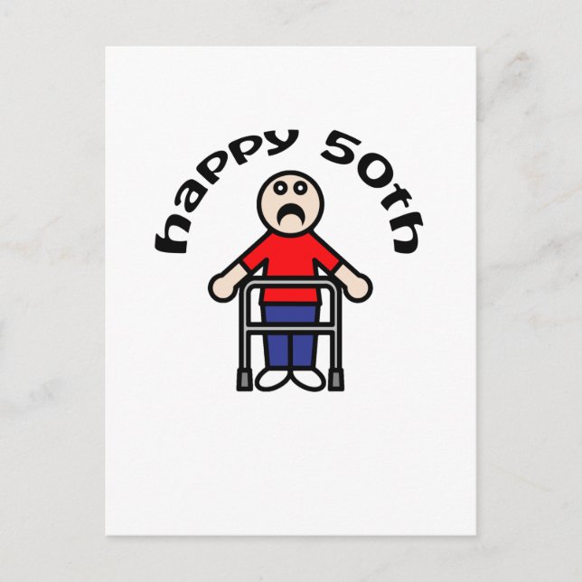 Funny, "Happy 50." Mens Walker Postkarte (Vorderseite)