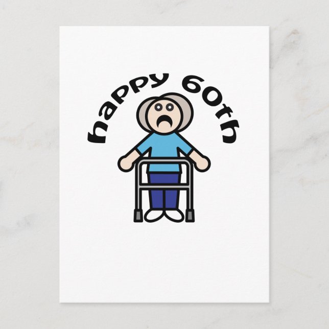 Funny, "Happy 60." altes Frauendesign Postkarte (Vorderseite)