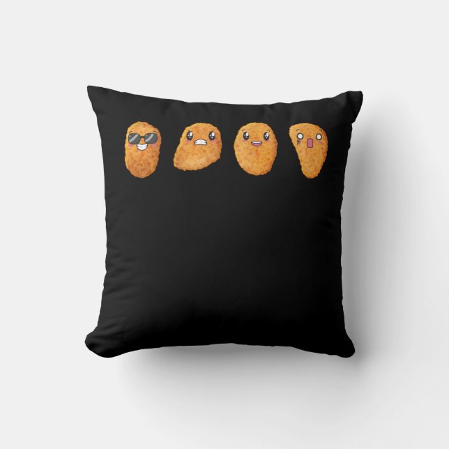 Funny Happy Angry Food Chicken Nuggets Kissen (Vorderseite)