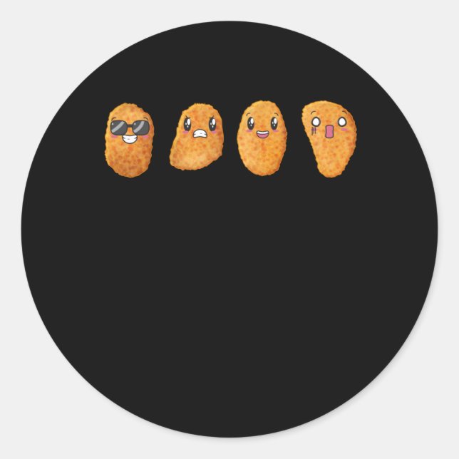 Funny Happy Angry Food Chicken Nuggets Runder Aufkleber (Vorderseite)