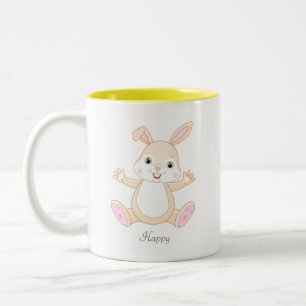 Funny Happy Baby Oaster Bunny & Heart Two-Tone Co Zweifarbige Tasse