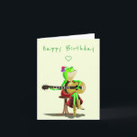 Funny Happy Birthday Card Frog mit Gitarre Karte<br><div class="desc">Froschspielgitarre Funny Geburtstagskarten - MIGNED Painting - Anpassbar</div>